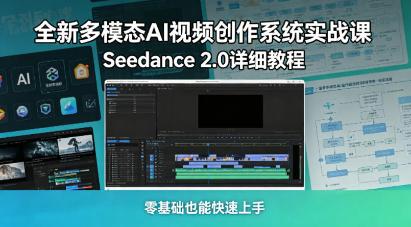 全新多模态AI视频创作系统实战课，Seedance 2.0详细教程，零基础也能快速上手-知创网