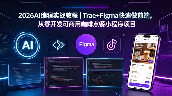 （18627期）2026AI编程实战教程｜Trae+Figma快速做前端，从零开发可商用咖啡点餐小程序项目-知创网