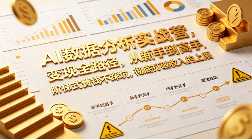 AI数据分析实战营，变现全路径，从新手到高手，阶梯式賺钱不踩坑，彻底打破收入的上限-知创网