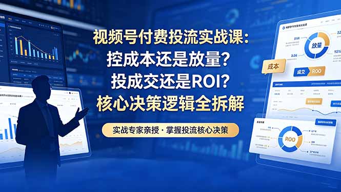 （18462期）视频号付费投流实战课-5月：控成本还是放量？投成交还是ROI？核心决策逻辑全拆解-知创网