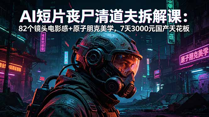 (18649期)AI短片《丧尸清道夫》拆解课:82个镜头电影感+原子朋克美学,7天3000元国产天花板-知创网
