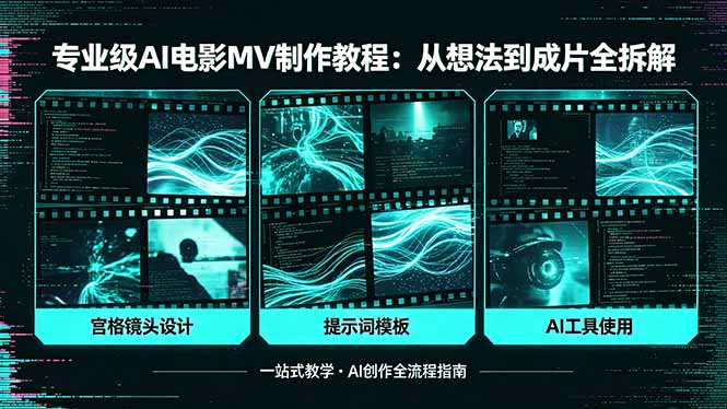 （18295期）专业级AI电影MV制作教程，从想法到成片全拆解，宫格镜头+提示词模板+AI工具一站式教学-知创网