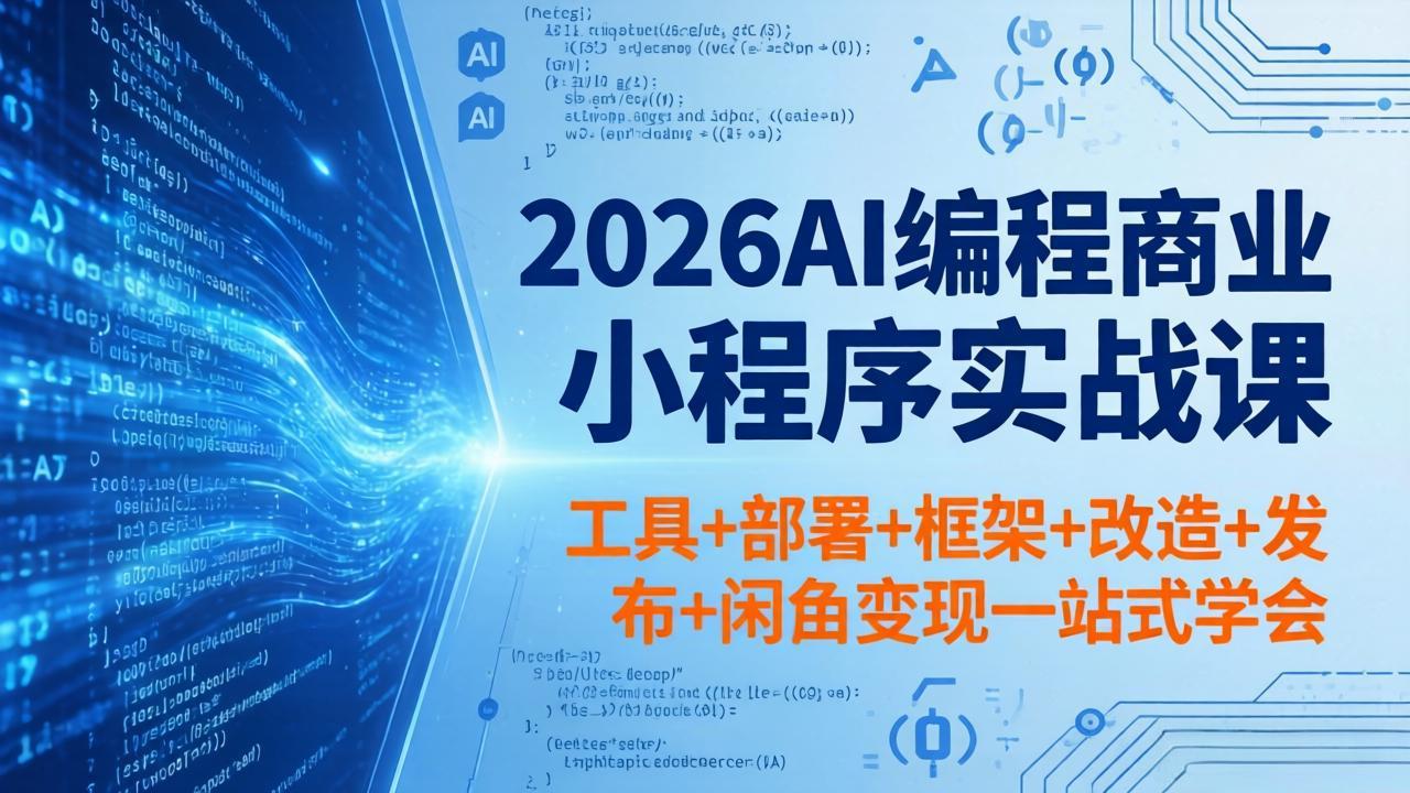 （18293期）2026AI编程商业小程序实战课，工具+部署+框架+改造+发布+闲鱼变现一站式学会-知创网