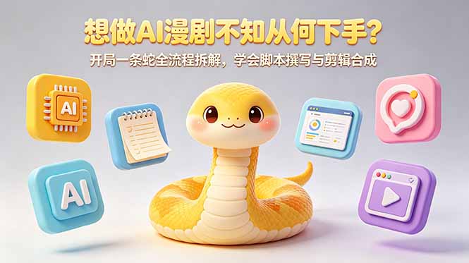 (18550期)想做AI漫剧不知从何下手?开局一条蛇全流程拆解,学会脚本撰写与剪辑合成-知创网