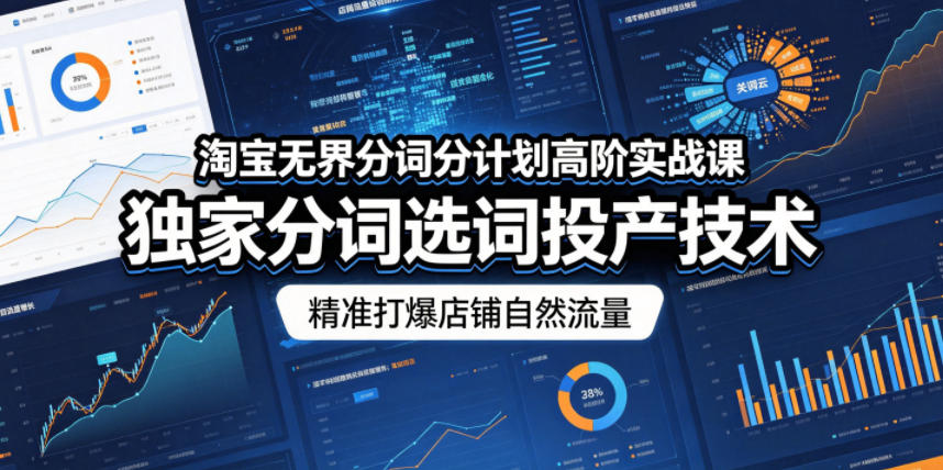 淘宝无界分词分计划高阶实战课，独家分词选词投产技术，精准打爆店铺自然流量-知创网