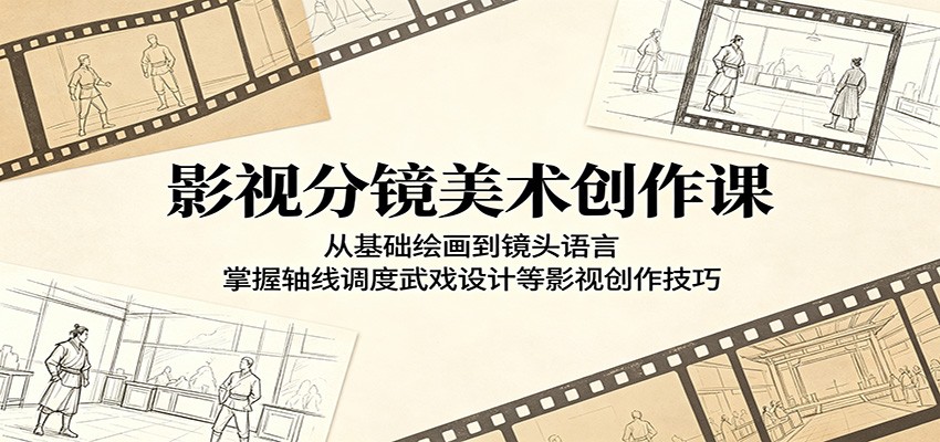 影视分镜美术创作课：从基础绘画到镜头语言，掌握轴线调度武戏设计等影视创作技巧-知创网