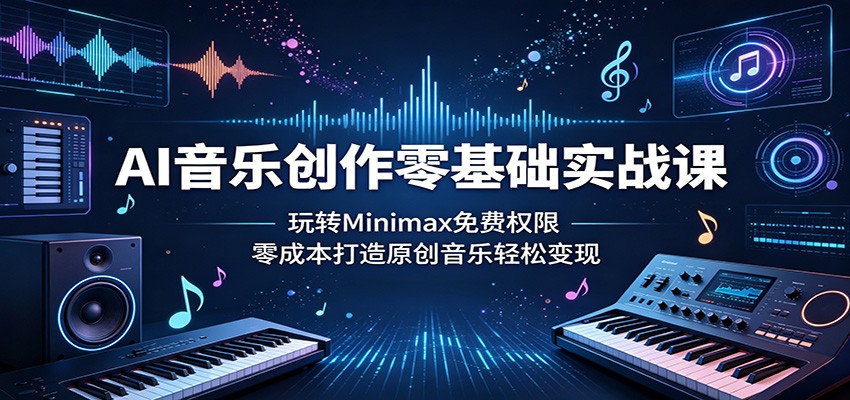 AI音乐创作零基础实战课：玩转Minimax免费权限，零成本打造原创音乐轻松变现-知创网