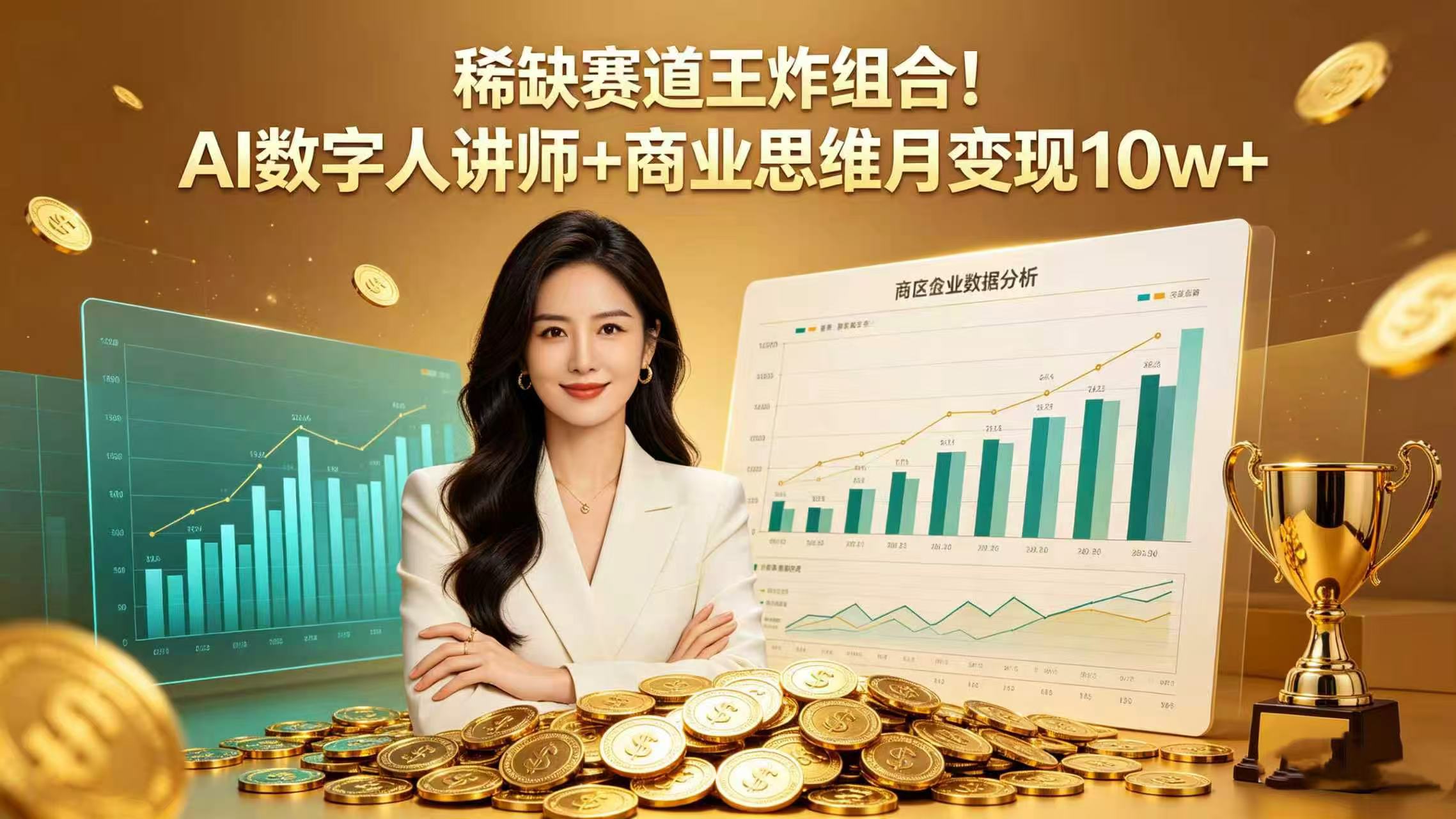 稀缺赛道王炸组合！AI 数字人讲师 + 商业思维 月变现 10w+-知创网