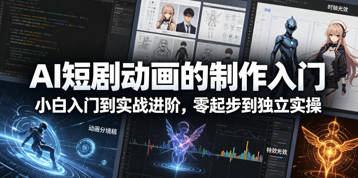 AI短剧动画的制作入门，小白入门到实战进阶，零起步到独立实操-知创网