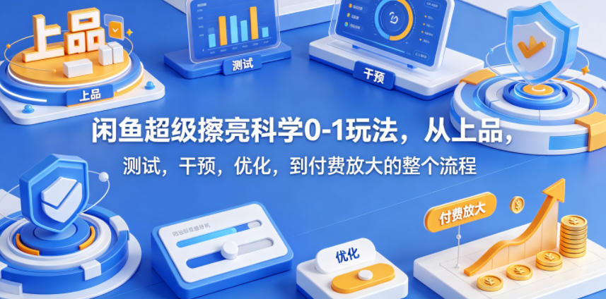 闲鱼超级擦亮科学0-1玩法，从上品，测试，干预，优化，到付费放大的整个流程-知创网