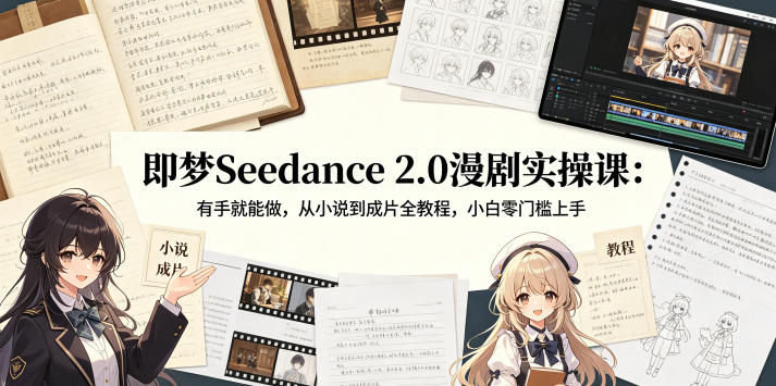 即梦Seedance 2.0漫剧实操课：有手就能做，从小说到成片全教程，小白零门槛上手-知创网