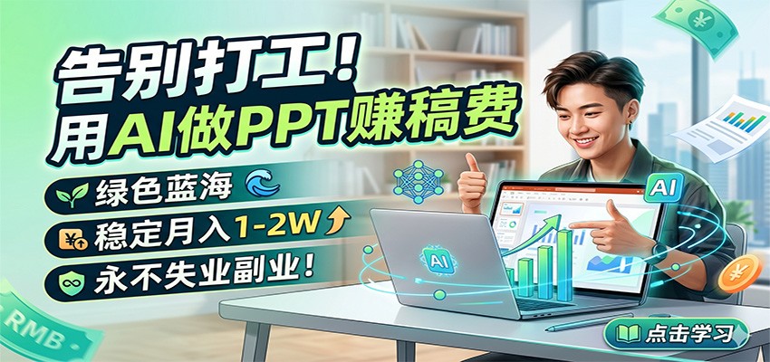 告别打工！用AI做PPT赚稿费，绿色蓝海，稳定月入1-2W，永不失业副业！-知创网