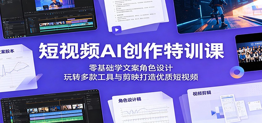 短视频AI创作特训课：零基础学文案角色设计，玩转多款工具与剪映打造优质短视频-知创网