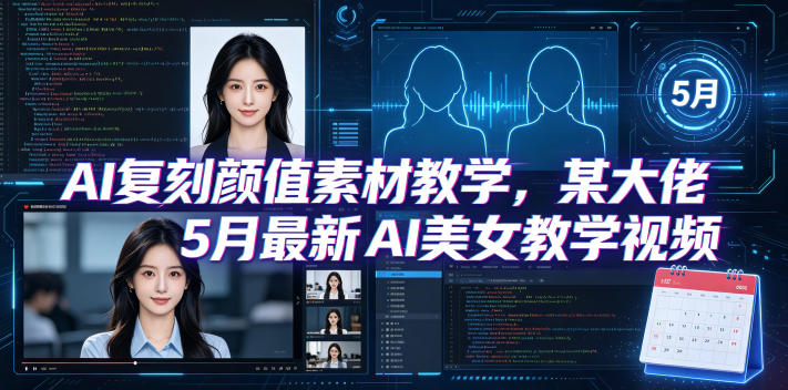 AI复刻颜值素材教学，某大佬5月最新AI美女教学视频，内含4月好物复刻教学-知创网