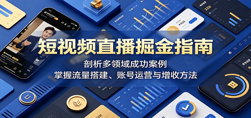 短视频直播掘金指南：剖析多领域成功案例，掌握流量搭建、账号运营与增收方法-知创网