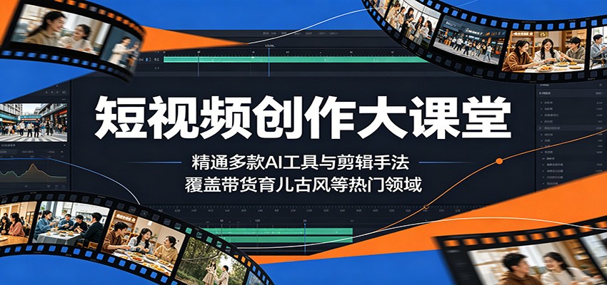 短视频创作大课堂:精通多款AI工具与剪辑手法,覆盖带货、育儿、古风等热门领域-知创网
