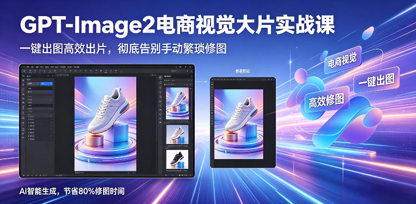 GPT-Image2电商视觉大片实战课，一键出图高效出片，彻底告别手动繁琐修图-知创网