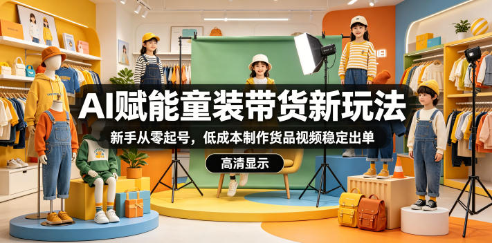 AI赋能童装带货新玩法，新手从零起号，低成本制作货品视频稳定出单-知创网