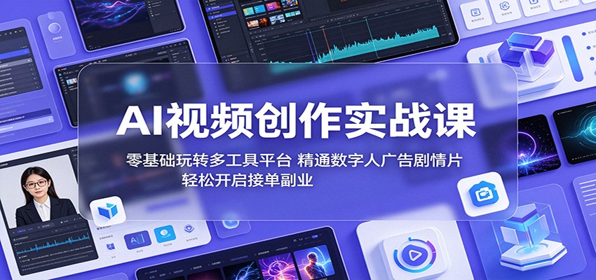AI视频创作实战课：零基础玩转多工具平台，精通数字人广告、剧情片，轻松开启接单副业-知创网