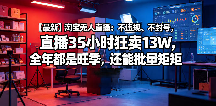 【最新】淘宝无人直播:不违规、不封号,直播35小时狂卖13W,全年都是旺季,还能批量矩阵操作【揭秘】-知创网