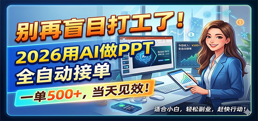 别再盲目打工了！2026用AI做PPT全自动接单，一单5张+，当天见效！-知创网