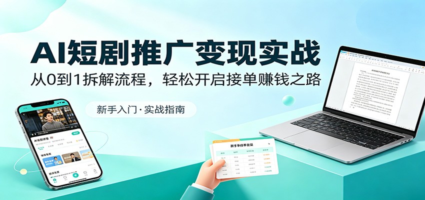 AI短剧推广变现实战：从0到1拆解流程，轻松开启接单赚钱之路-知创网