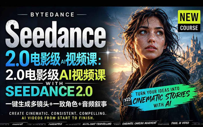 字节跳动的Seedance 2.0 AI电影视频生成制作教程，一键生成多镜头+一致角色+音频叙事-中英字幕-知创网