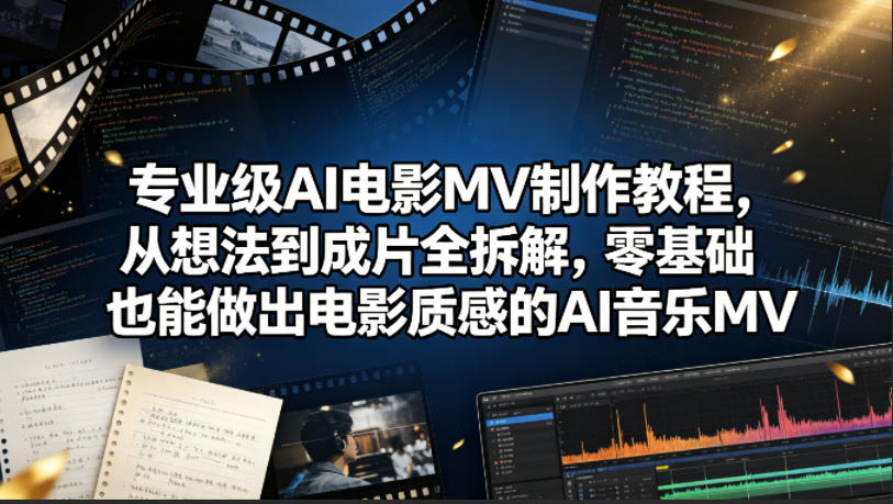 专业级AI电影MV制作教程，从想法到成片全拆解，零基础也能做出电影质感的AI音乐MV-知创网