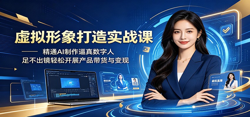 虚拟形象打造实战课：精通AI制作逼真数字人，足不出镜轻松开展产品带货与变现-知创网