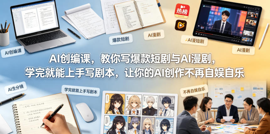AI创编课，教你写爆款短剧与AI漫剧，学完就能上手写剧本，让你的AI创作不再自娱自乐-知创网