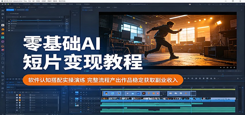 零基础AI短片变现教程：软件认知搭配实操演练，完整流程产出作品稳定获取副业收入-知创网