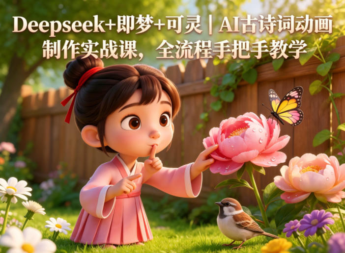 Deepseek+即梦+可灵｜AI古诗词动画制作实战课，全流程手把手教学-知创网
