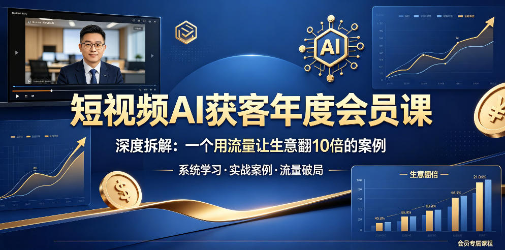 短视频AI获客年度会员课，深度拆解，一个用流量让生意翻10倍的案例-知创网