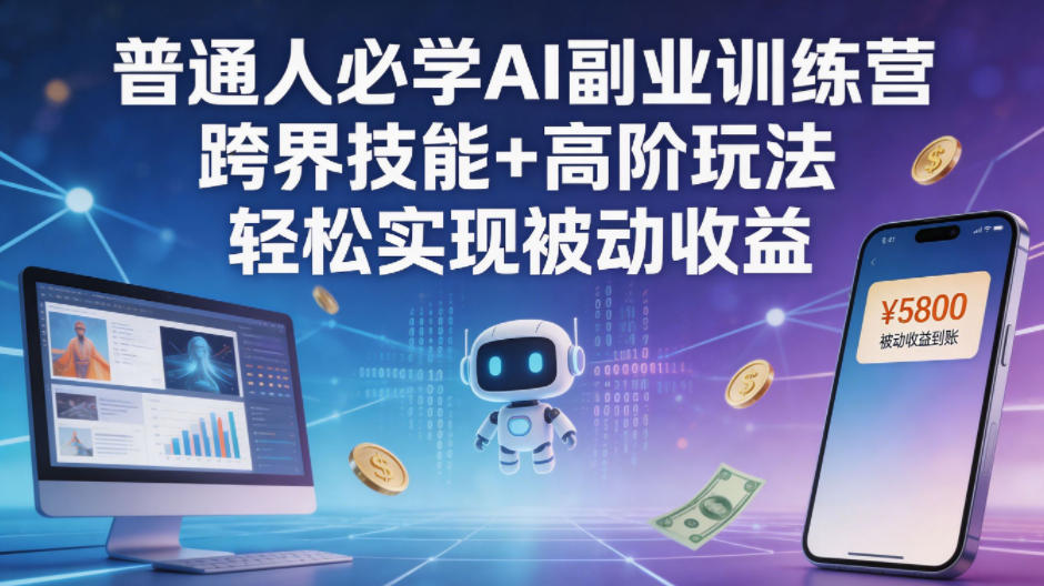 普通人必学AI副业训练营跨界技能+高阶玩法轻松实现被动收益-知创网