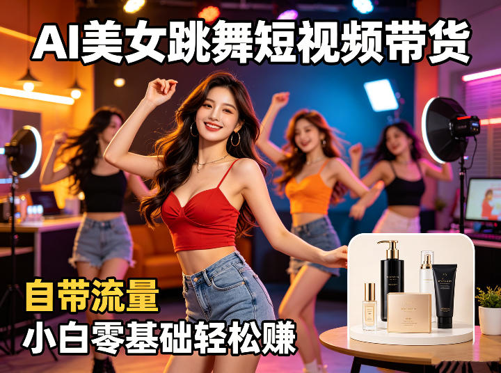 AI美女跳舞短视频带货：自带流量，小白零基础轻松賺，详细拆解-知创网