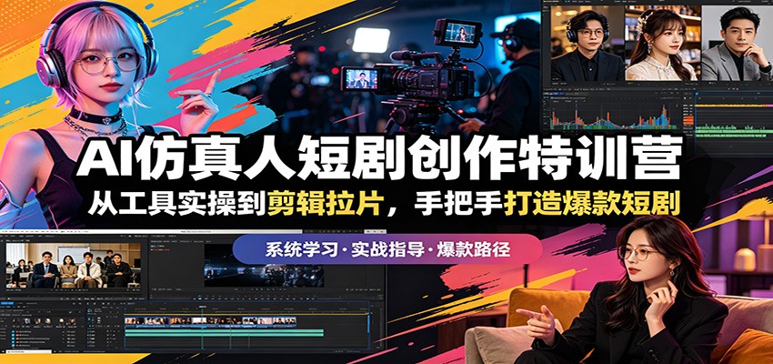 AI仿真人短剧创作特训营：从工具实操到剪辑拉片，手把手打造爆款短剧-知创网