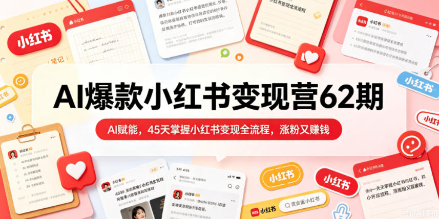 AI爆款小红书变现营62期2026年5月，AI赋能，45天掌握小红书变现全流程，涨粉又賺钱-知创网