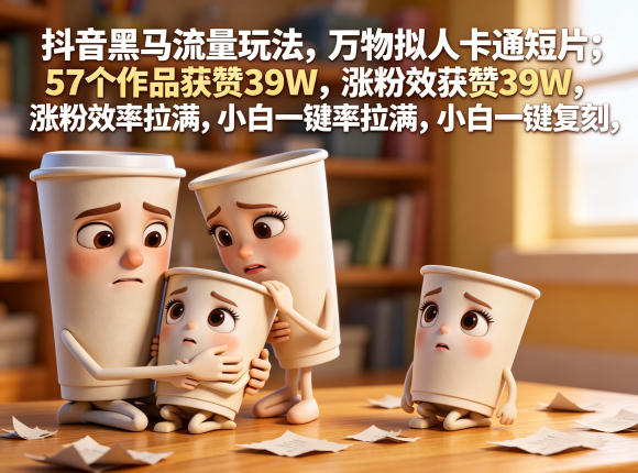抖音黑马流量玩法,万物拟人卡通短片,57个作品获赞39W,涨粉效率拉满,小白一键复刻,保姆级拆解-知创网