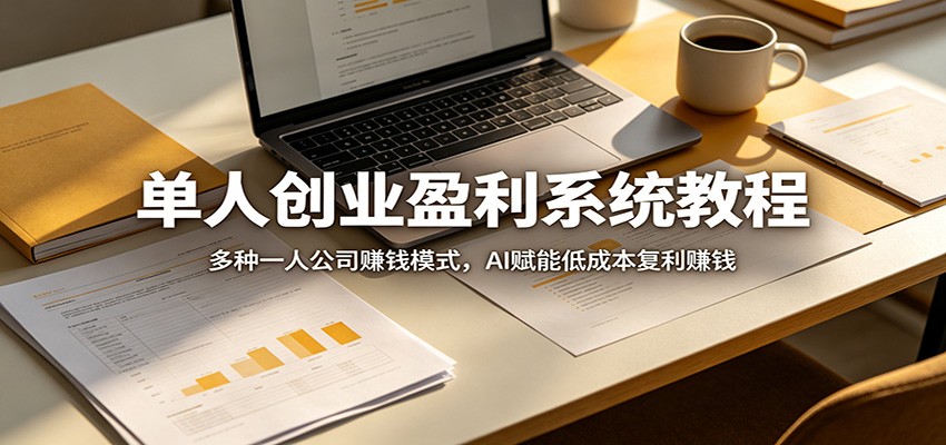 单人创业盈利系统教程：多种一人公司赚钱模式，AI赋能低成本复利赚钱-知创网
