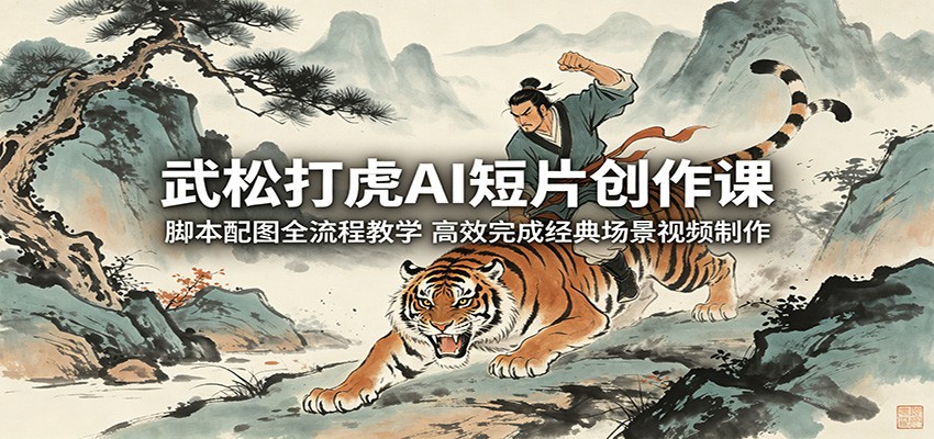 武松打虎AI短片创作课:脚本配图全流程教学,高效完成经典场景视频制作-知创网
