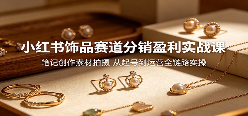 小红书饰品赛道分销盈利实战课：笔记创作素材拍摄，从起号到运营全链路实操-知创网