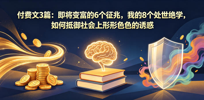 付费文3篇：即将变富的6个征兆，我的8个处世绝学，如何抵御社会上形形色色的诱惑-知创网