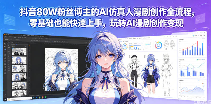 抖音80W粉丝博主的AI仿真人漫剧创作全流程，零基础也能快速上手，玩转AI漫剧创作变现-知创网