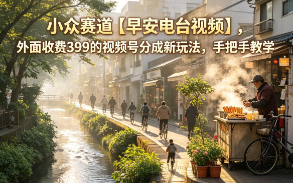 小众赛道【早安电台视频】,外面收费399的视频号分成新玩法,手把手教学-知创网