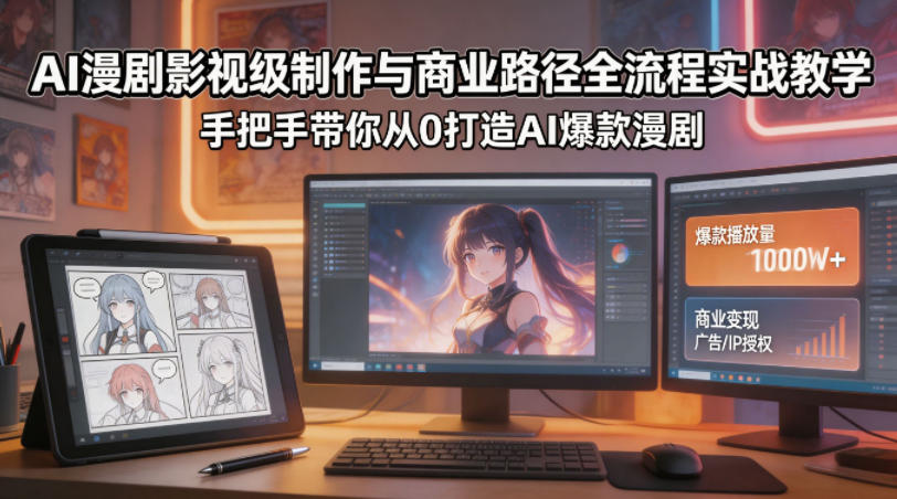 AI漫剧影视级制作与商业路径全流程实战教学，手带你从0打造AI爆款漫剧-知创网