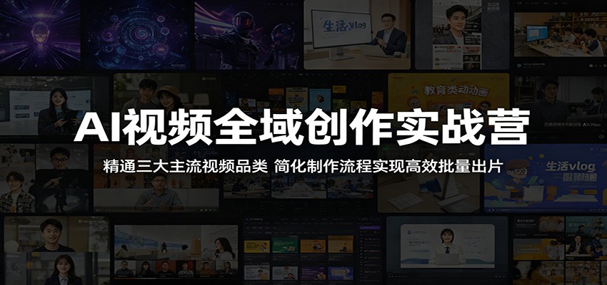 AI视频全域创作实战营：精通三大主流视频品类，简化制作流程实现高效批量出片-知创网