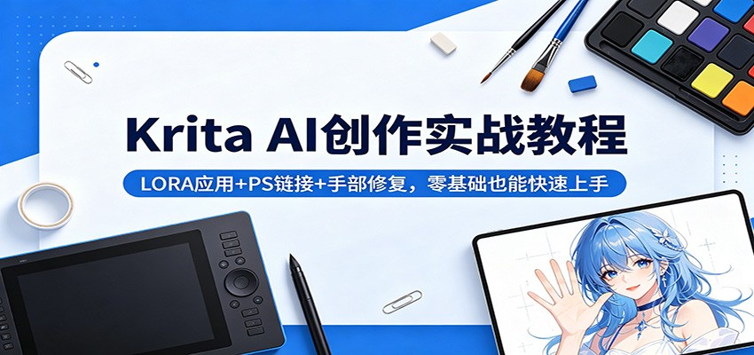 Krita AI创作实战教程：LORA应用+PS链接+手部修复，零基础也能快速上手-知创网
