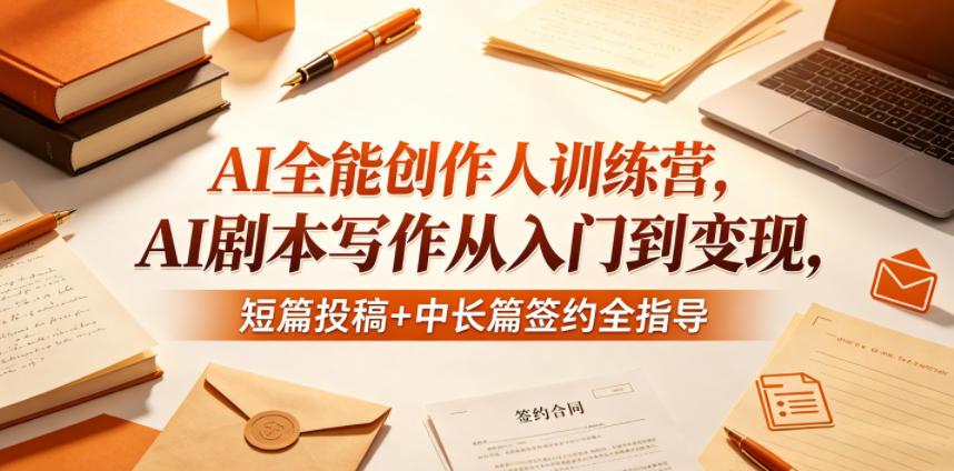 AI全能创作人训练营，AI剧本写作从入门到变现，短篇投稿+中长篇签约全指导-知创网