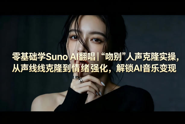 零基础学Suno AI翻唱｜《吻别》人声克隆实操，从声线克隆到情绪强化，解锁AI音乐变现-知创网