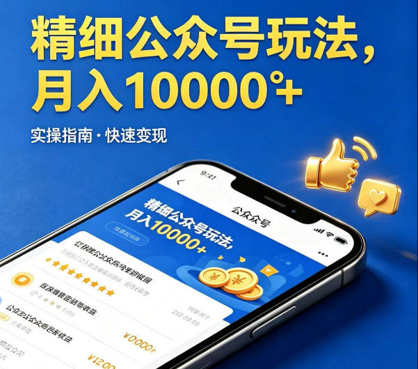 精细化公众号玩法，我们给你提供文章，你来负责发布，收益可观，月入1W+【揭秘】-知创网